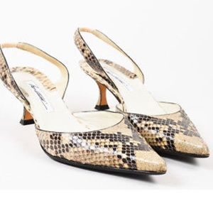Brian Atwood snakeskin kitten heels